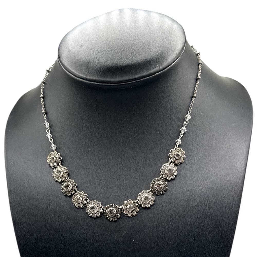 Vintage Liz Palacios Crystal Flower Collar Necklace Victorian Style Handcrafted
